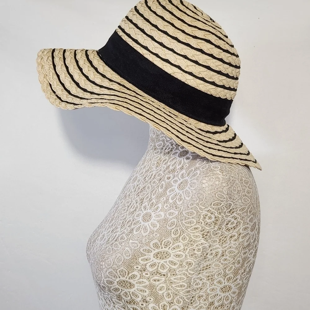 Four Buttons Summer Ladies Sun Beach Paper Straw Hat Floppy Foldable Wide Brim …
